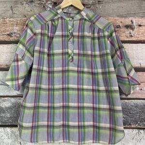 Vintage 70s 80's  Womens Button Up Tops Striped Plaid Blouse Classy Chic